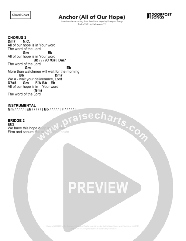 Anchor (All Our Hope) Chord Chart (Doorpost Songs / Dave and Jess Ray)