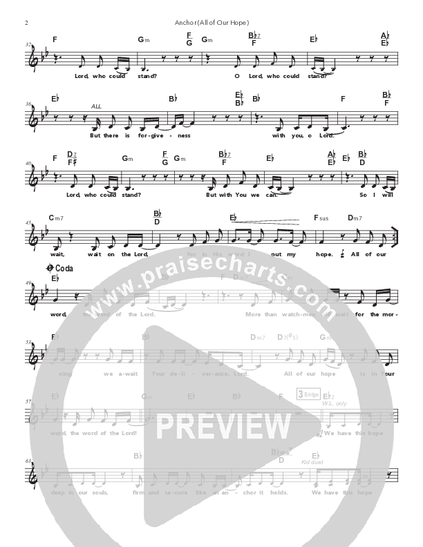Anchor (All Our Hope) Lead Sheet Melody (Doorpost Songs / Dave and Jess Ray)