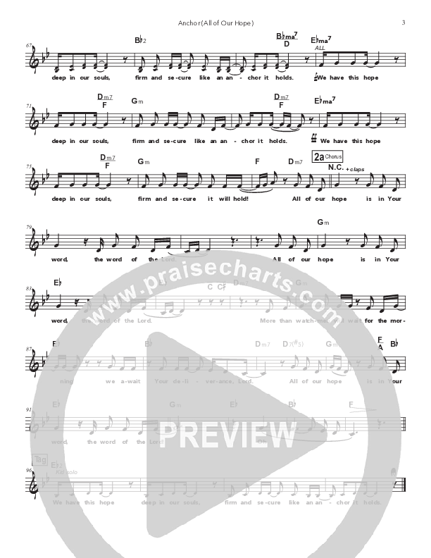 Anchor (All Our Hope) Lead Sheet Melody (Doorpost Songs / Dave and Jess Ray)