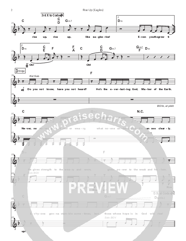 Rise Up (Eagles) Lead Sheet Melody (Doorpost Songs / Dave and Jess Ray)