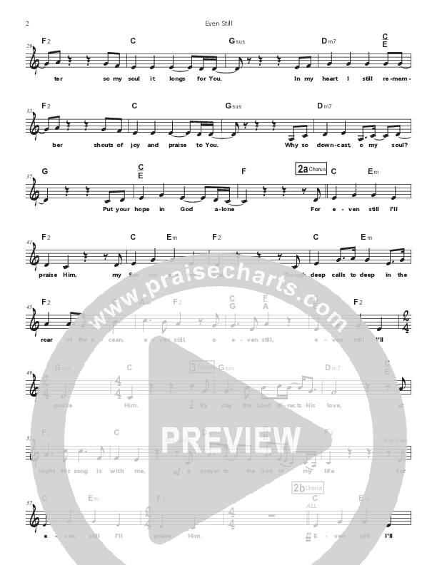 Even Still Lead Sheet Melody (Doorpost Songs / Dave and Jess Ray)