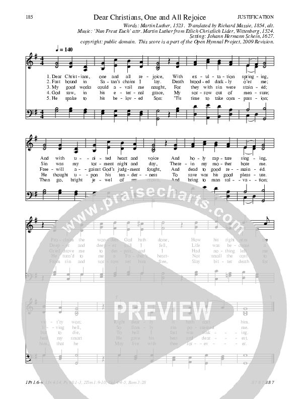 Dear Christians One and All Rejoice Hymn Sheet (SATB) (Traditional Hymn)