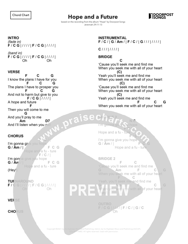 Hope And A Future Chord Chart (Doorpost Songs / Dave and Jess Ray)