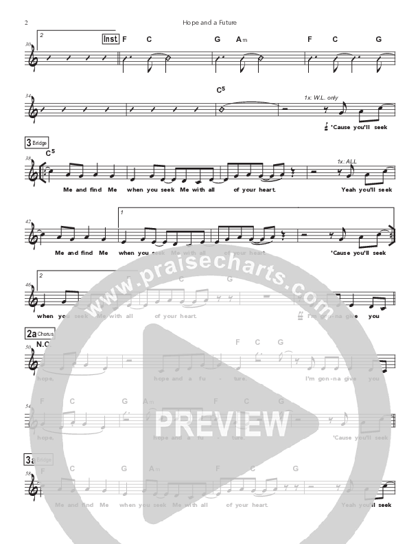 Hope And A Future Lead Sheet Melody (Doorpost Songs / Dave and Jess Ray)