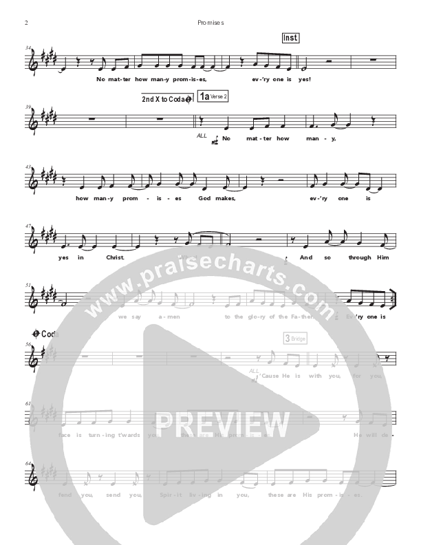 Promises Lead Sheet Melody (Doorpost Songs / Dave and Jess Ray)