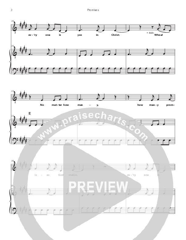 Promises Piano/Melody (Doorpost Songs / Dave and Jess Ray)