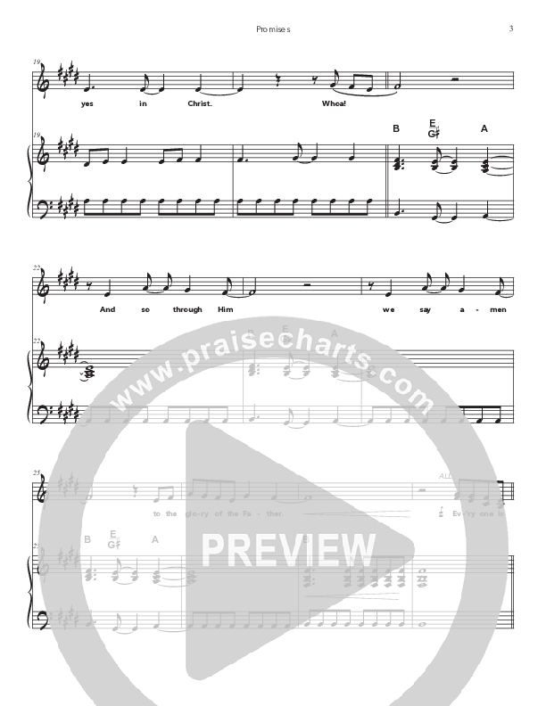 Promises Piano/Melody (Doorpost Songs / Dave and Jess Ray)