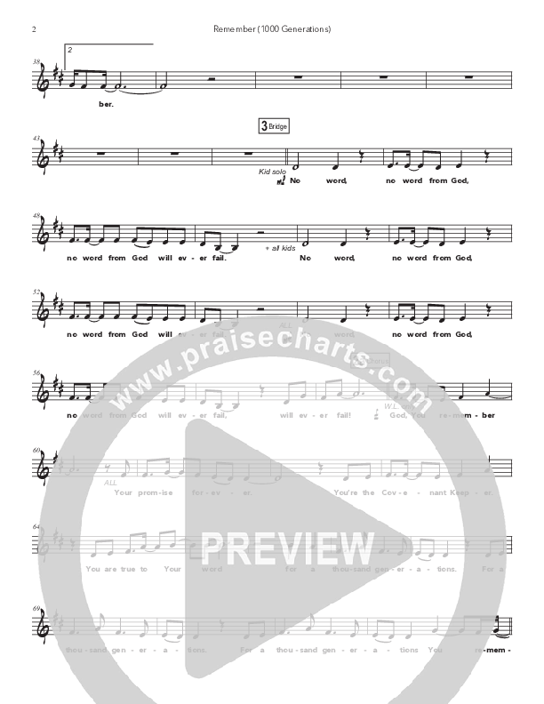 Remember (1000 Generations) Lead Sheet Melody (Doorpost Songs / Dave and Jess Ray)