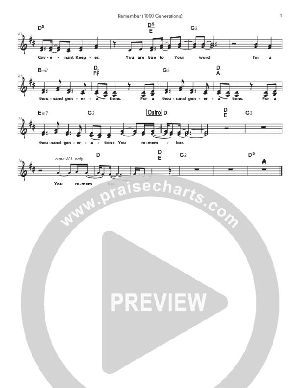 Remember (1000 Generations) Lead Sheet (SAT) (Doorpost Songs / Dave and Jess Ray)