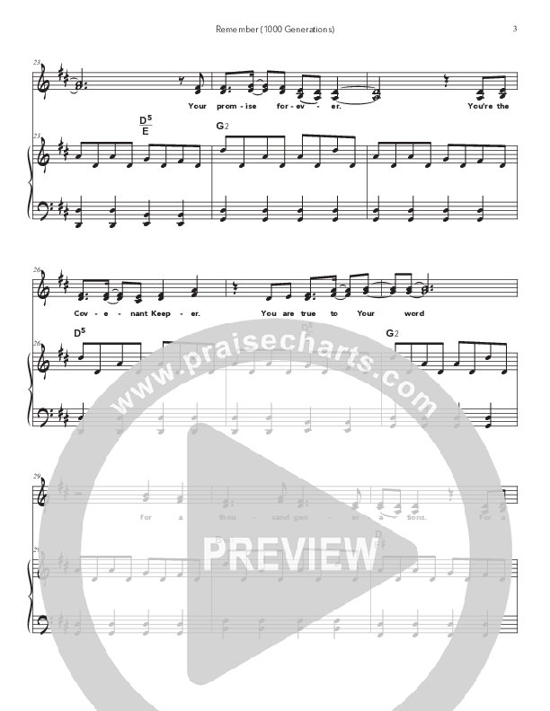 Remember (1000 Generations) Piano/Melody (Doorpost Songs / Dave and Jess Ray)