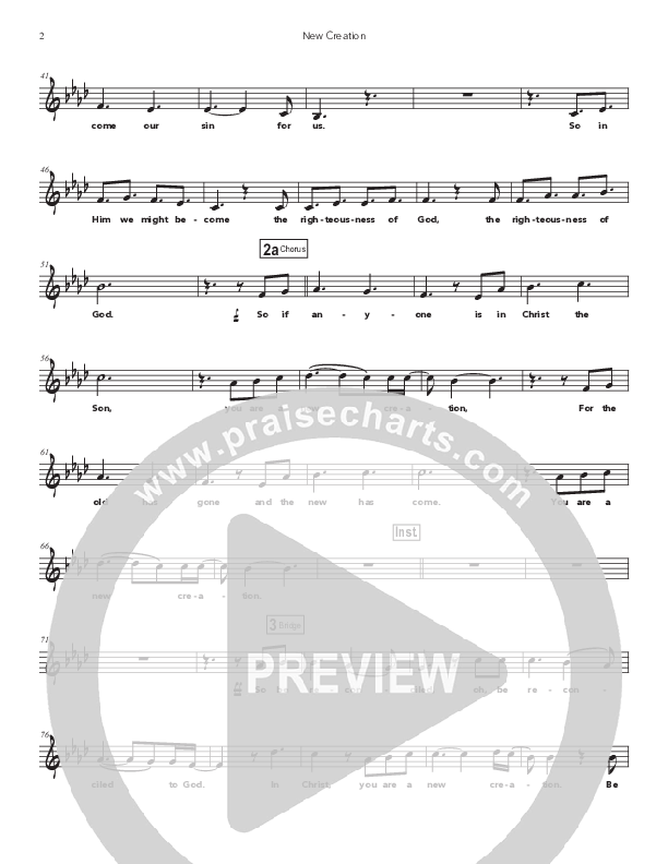 New Creation Lead Sheet Melody (Doorpost Songs / Dave and Jess Ray)