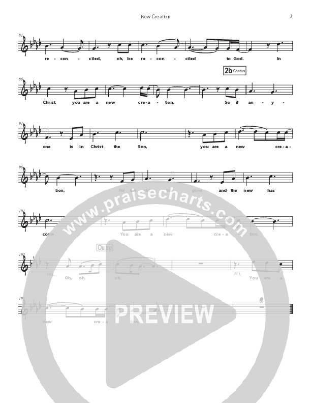 New Creation Lead Sheet Melody (Doorpost Songs / Dave and Jess Ray)