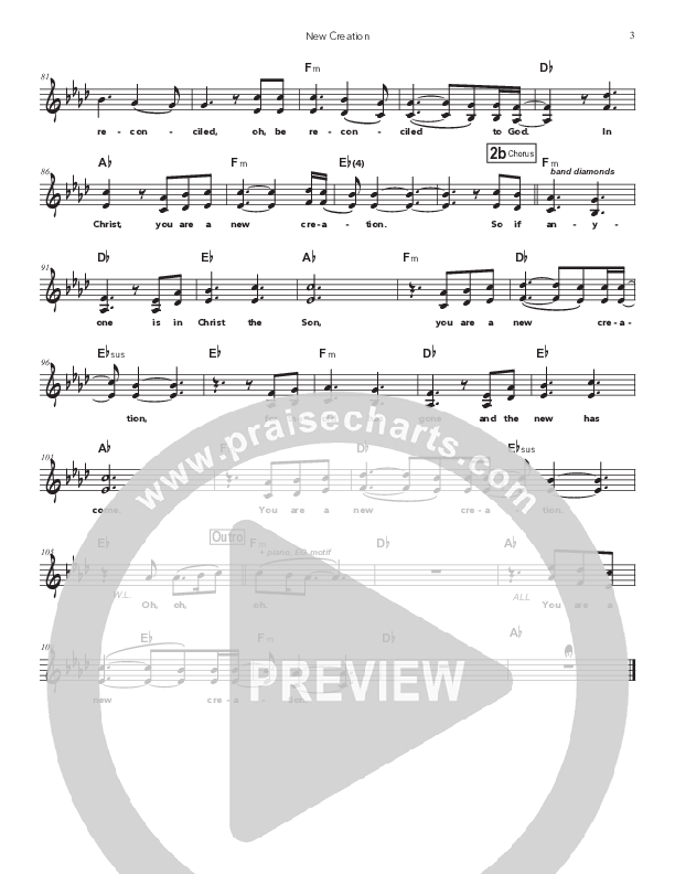New Creation Lead Sheet (SAT) (Doorpost Songs / Dave and Jess Ray)