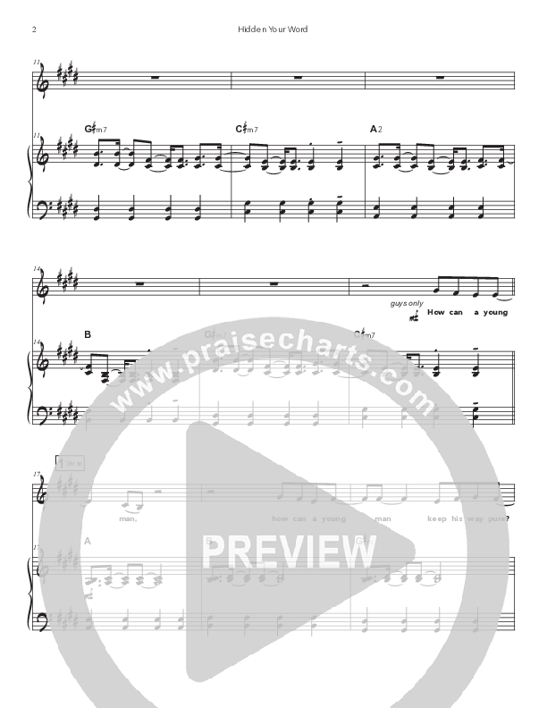 Hidden Your Word Piano/Melody (Doorpost Songs / Dave and Jess Ray)