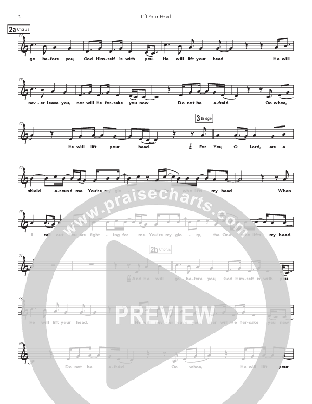 Lift Your Head Lead Sheet Melody (Doorpost Songs / Dave and Jess Ray)