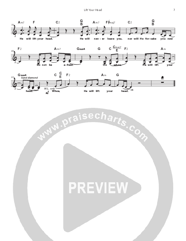 Lift Your Head Lead Sheet (SAT) (Doorpost Songs / Dave and Jess Ray)