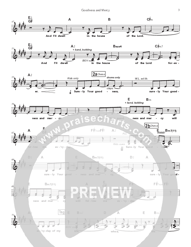 Goodness And Mercy Lead Sheet (SAT) (Doorpost Songs / Dave and Jess Ray)