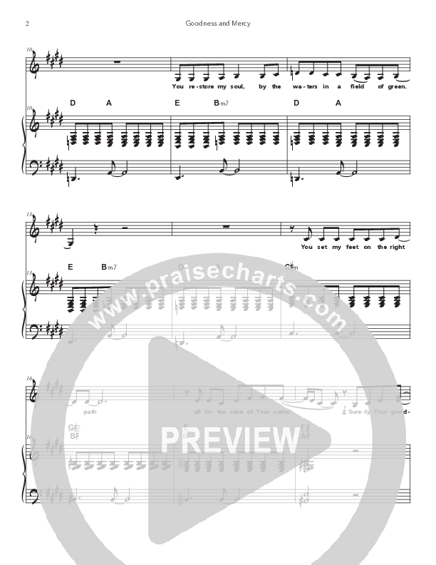 Goodness And Mercy Piano/Melody (Doorpost Songs / Dave and Jess Ray)