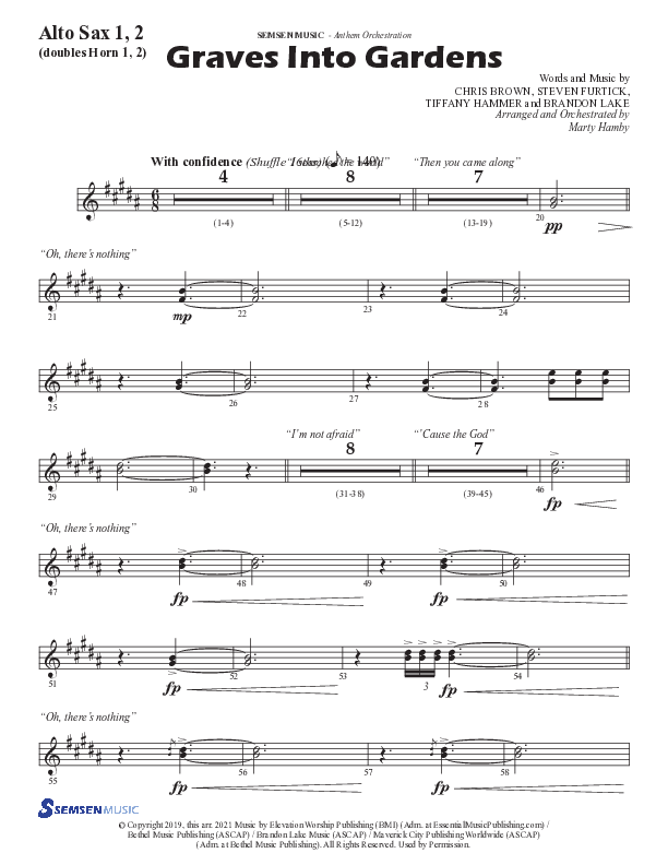 Graves Into Gardens (Choral Anthem SATB) Alto Sax 1/2 (Semsen Music / Arr. Marty Hamby)