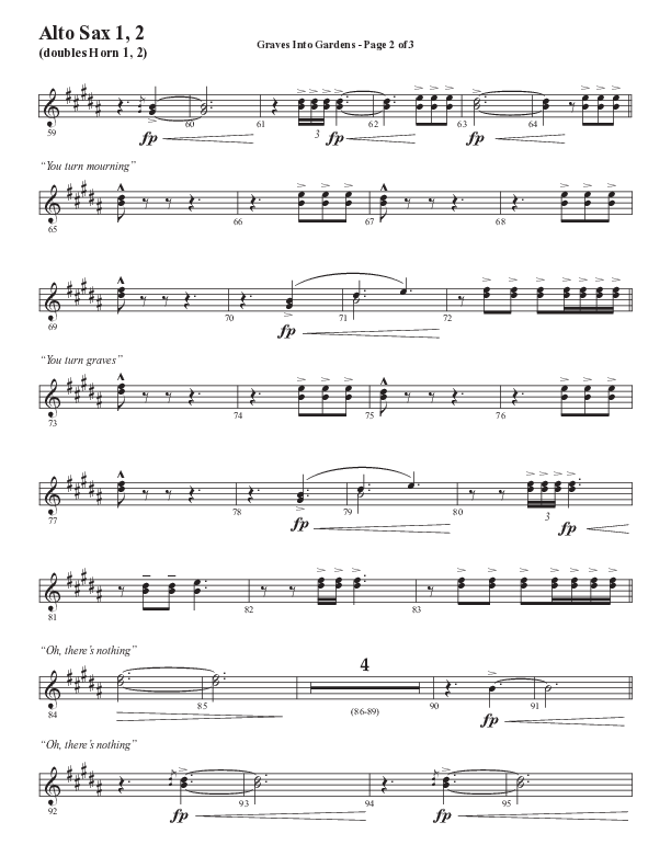 Graves Into Gardens (Choral Anthem SATB) Alto Sax 1/2 (Semsen Music / Arr. Marty Hamby)