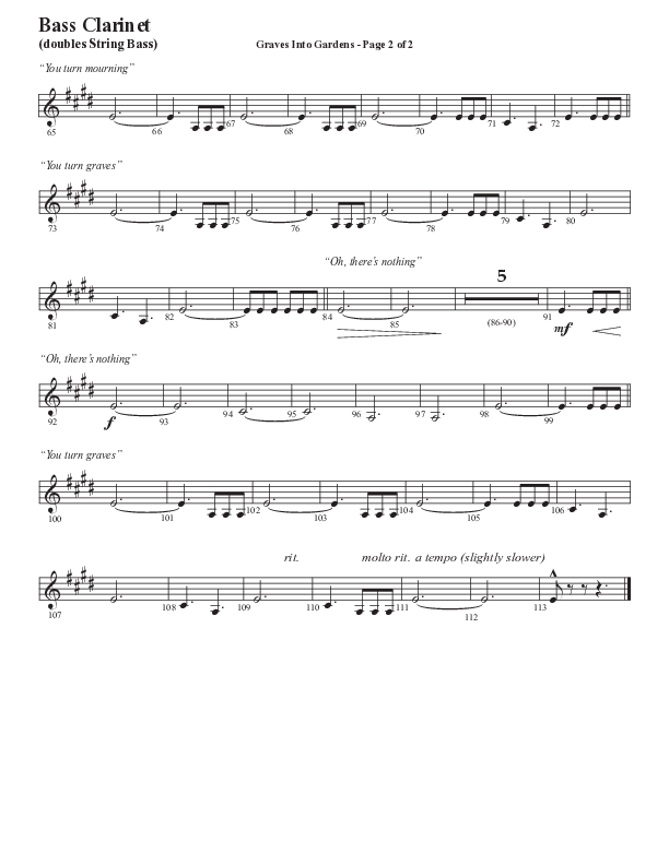 Graves Into Gardens (Choral Anthem SATB) Bass Clarinet (Semsen Music / Arr. Marty Hamby)