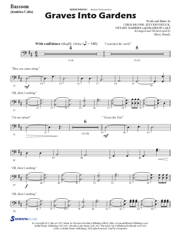 Graves Into Gardens (Choral Anthem SATB) Bassoon (Semsen Music / Arr. Marty Hamby)