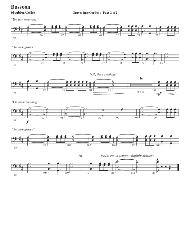 Graves Into Gardens (Choral Anthem SATB) Bassoon (Semsen Music / Arr. Marty Hamby)