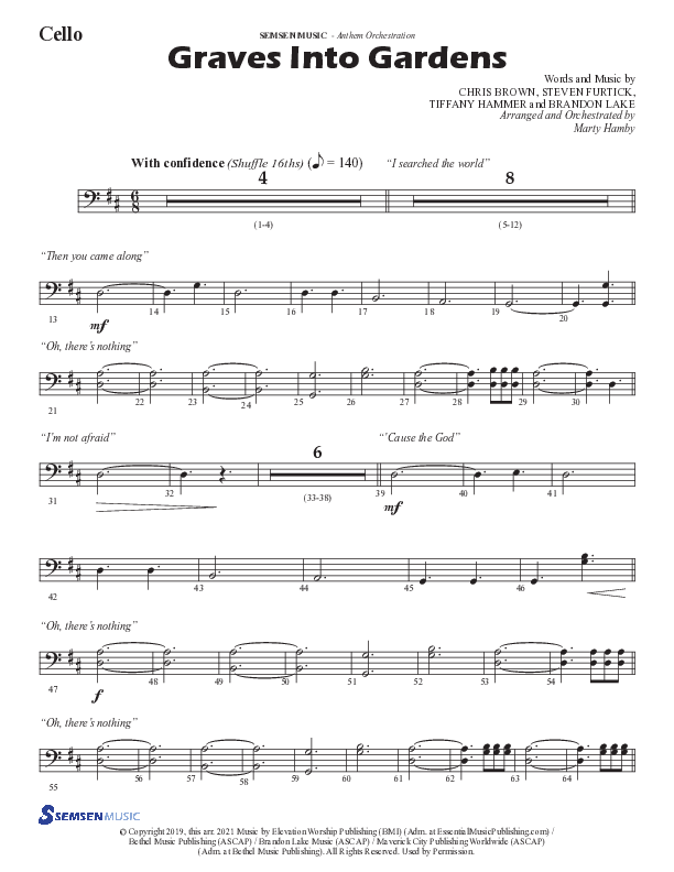 Graves Into Gardens (Choral Anthem SATB) Cello (Semsen Music / Arr. Marty Hamby)