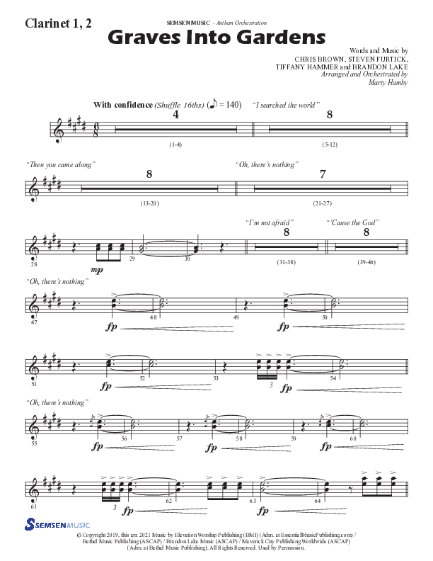 Graves Into Gardens (Choral Anthem SATB) Clarinet 1/2 (Semsen Music / Arr. Marty Hamby)