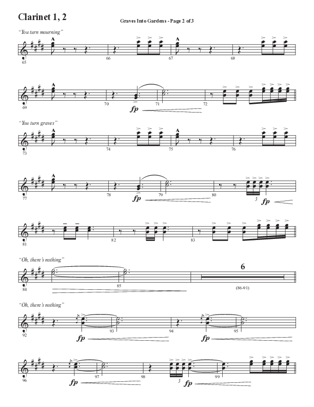 Graves Into Gardens (Choral Anthem SATB) Clarinet 1/2 (Semsen Music / Arr. Marty Hamby)