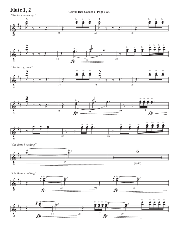 Graves Into Gardens (Choral Anthem SATB) Flute 1/2 (Semsen Music / Arr. Marty Hamby)