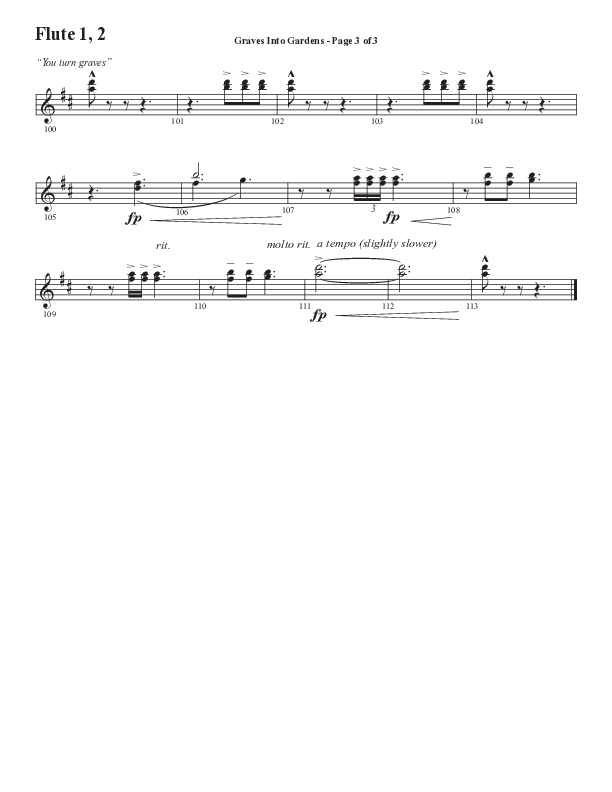 Graves Into Gardens (Choral Anthem SATB) Flute 1/2 (Semsen Music / Arr. Marty Hamby)