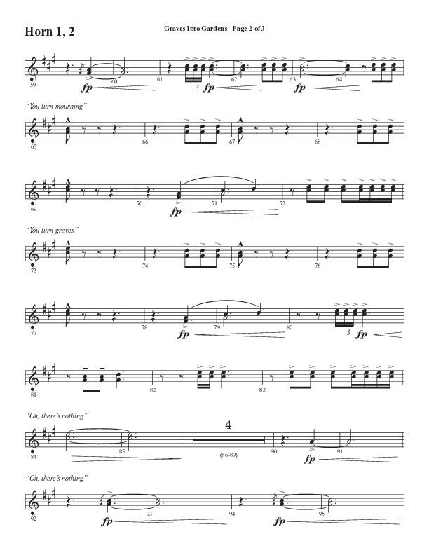 Graves Into Gardens (Choral Anthem SATB) French Horn 1/2 (Semsen Music / Arr. Marty Hamby)