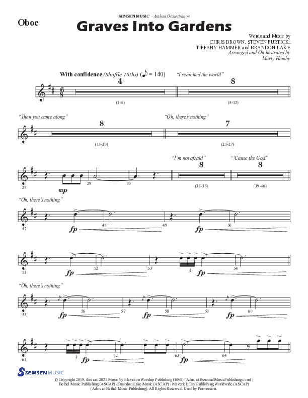 Graves Into Gardens (Choral Anthem SATB) Oboe (Semsen Music / Arr. Marty Hamby)