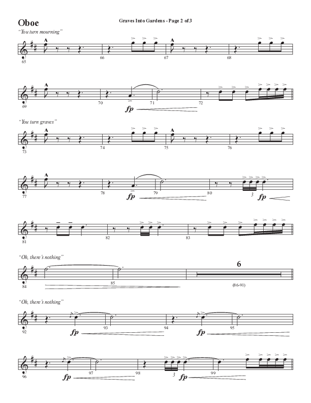 Graves Into Gardens (Choral Anthem SATB) Oboe (Semsen Music / Arr. Marty Hamby)