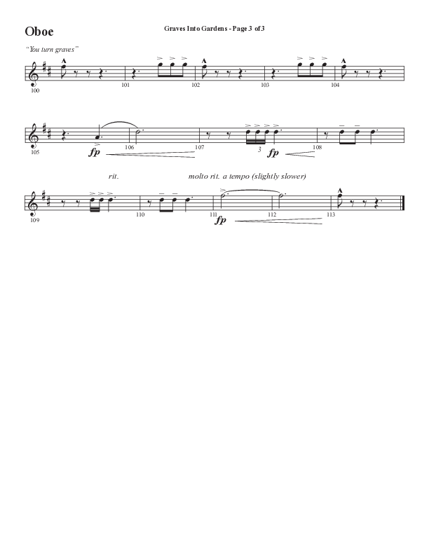 Graves Into Gardens (Choral Anthem SATB) Oboe (Semsen Music / Arr. Marty Hamby)