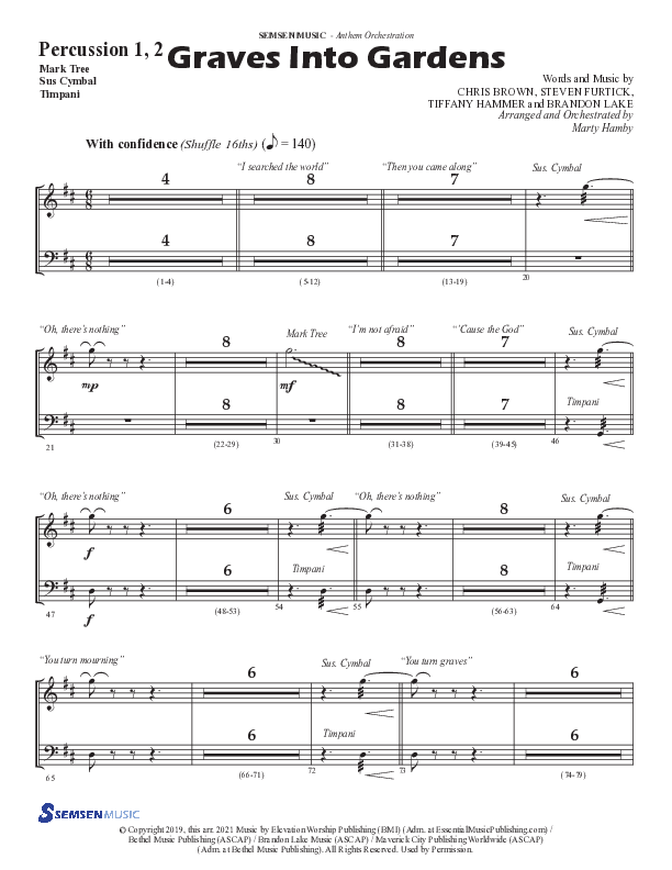 Graves Into Gardens (Choral Anthem SATB) Percussion 1/2 (Semsen Music / Arr. Marty Hamby)
