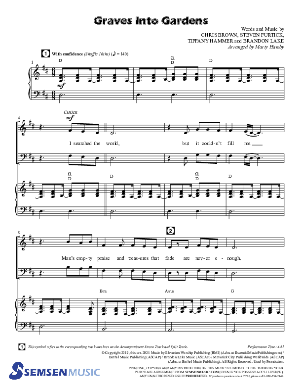 Graves Into Gardens (Choral Anthem SATB) Anthem (SATB/Piano) (Semsen Music / Arr. Marty Hamby)