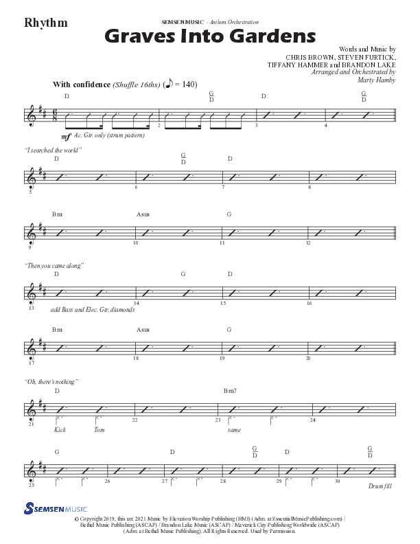 Graves Into Gardens (Choral Anthem SATB) Rhythm Chart (Semsen Music / Arr. Marty Hamby)