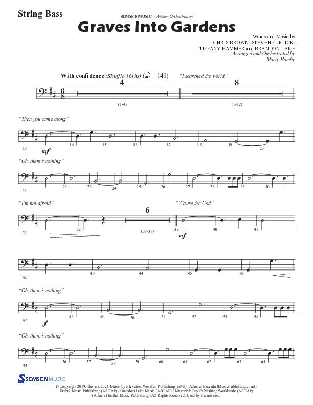 Graves Into Gardens (Choral Anthem SATB) String Bass (Semsen Music / Arr. Marty Hamby)