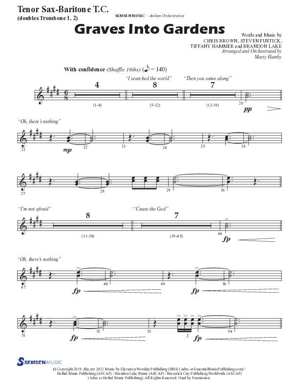 Graves Into Gardens (Choral Anthem SATB) Tenor Sax/Baritone T.C. (Semsen Music / Arr. Marty Hamby)
