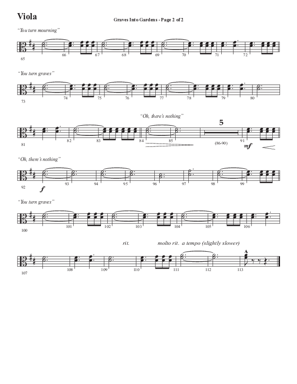 Graves Into Gardens (Choral Anthem SATB) Viola (Semsen Music / Arr. Marty Hamby)