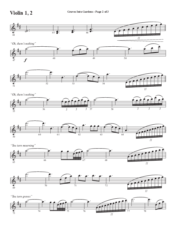 Graves Into Gardens (Choral Anthem SATB) Violin 1/2 (Semsen Music / Arr. Marty Hamby)