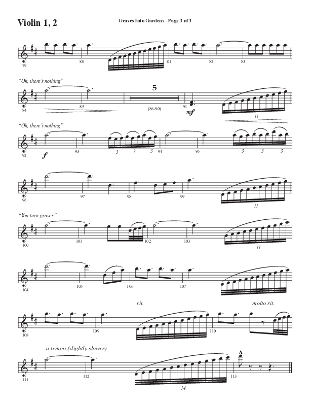 Graves Into Gardens (Choral Anthem SATB) Violin 1/2 (Semsen Music / Arr. Marty Hamby)