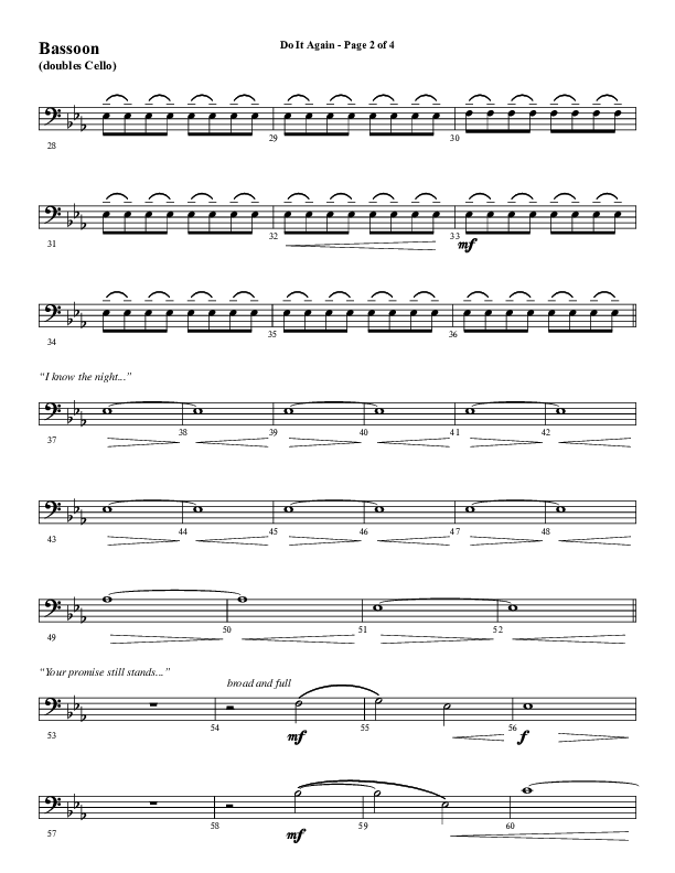 Do It Again (Choral Anthem SATB) Bassoon (Word Music / Arr. David Wise)