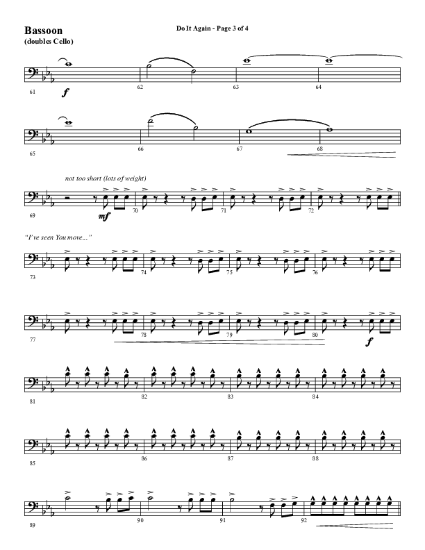 Do It Again (Choral Anthem SATB) Bassoon (Word Music / Arr. David Wise)