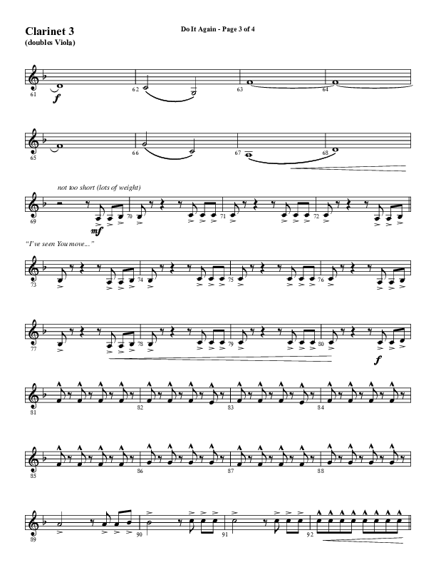 Do It Again (Choral Anthem SATB) Clarinet 3 (Word Music / Arr. David Wise)