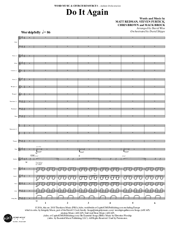 Do It Again (Choral Anthem SATB) Orchestration (Word Music / Arr. David Wise)