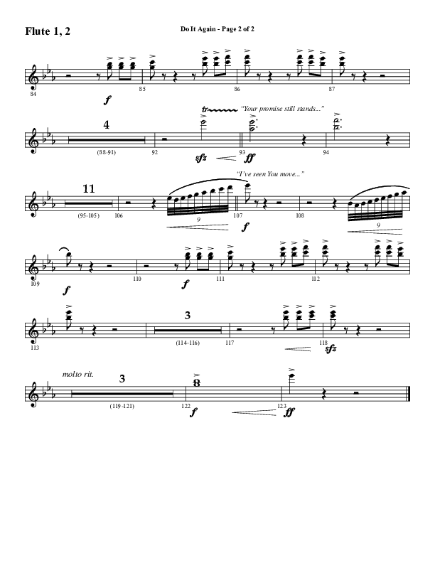 Do It Again (Choral Anthem SATB) Flute 1/2 (Word Music / Arr. David Wise)