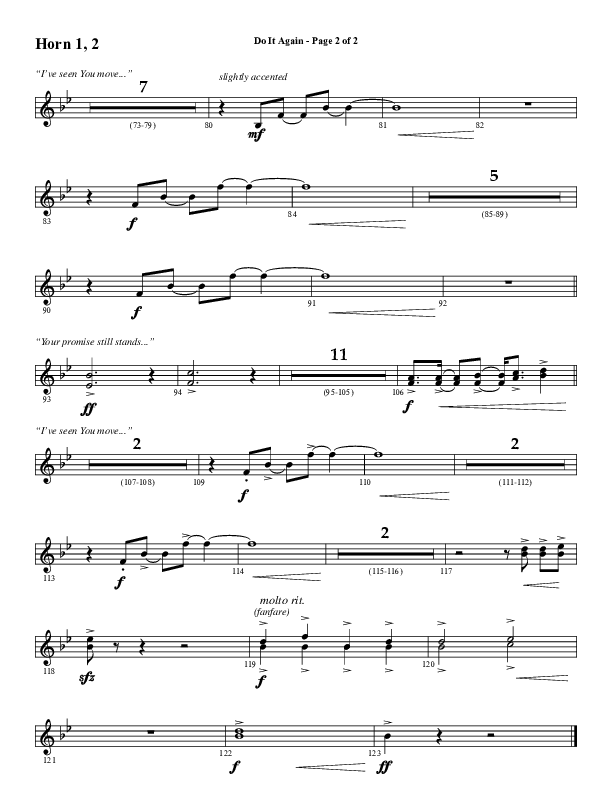 Do It Again (Choral Anthem SATB) French Horn 1/2 (Word Music / Arr. David Wise)